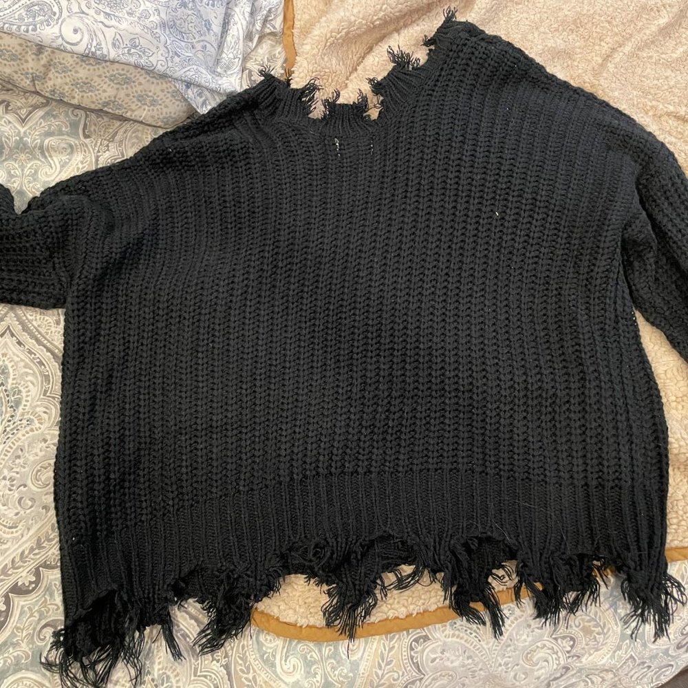 Distressed/Cropped Sweater - Picture 3 of 3